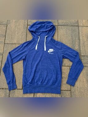 Nike Just Do It Blue Pullover Hoodie Women’s Small Athletic Sweatshirt